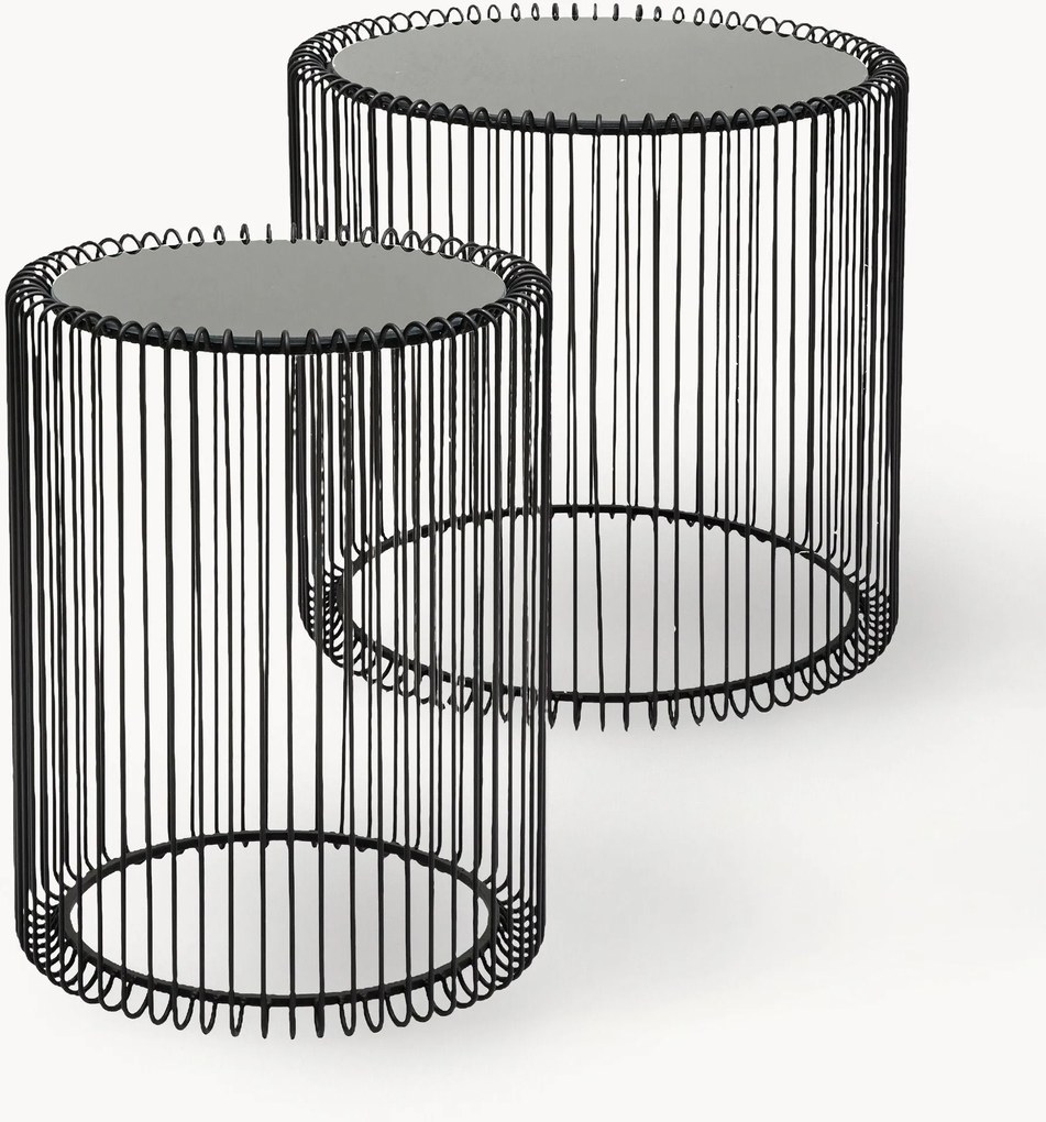Mesas de apoio em metal com tampo em vidro Wire, conjunto de 2