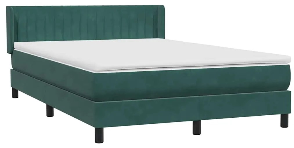 Box Cama primavera com Colchão Verde Escuro 140x210 cm Veludo