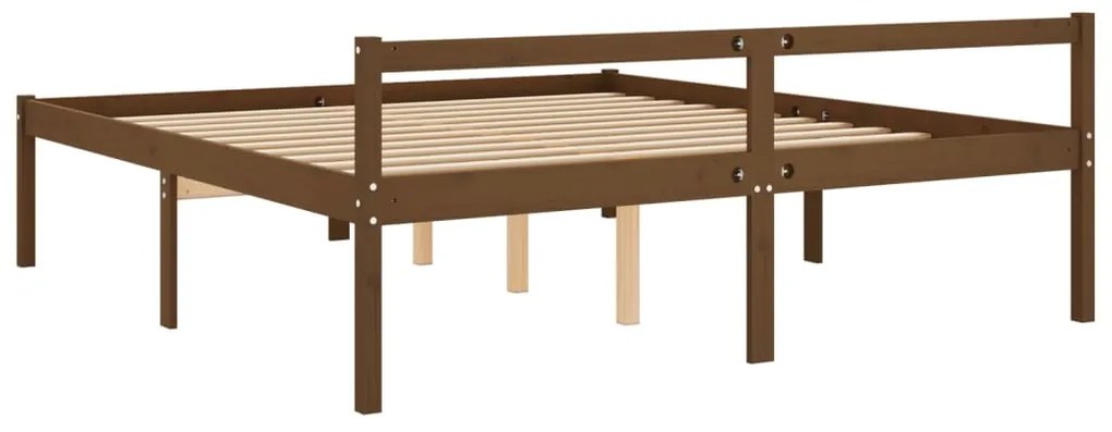 Cama para idosos 200x200 cm pinho maciço castanho mel