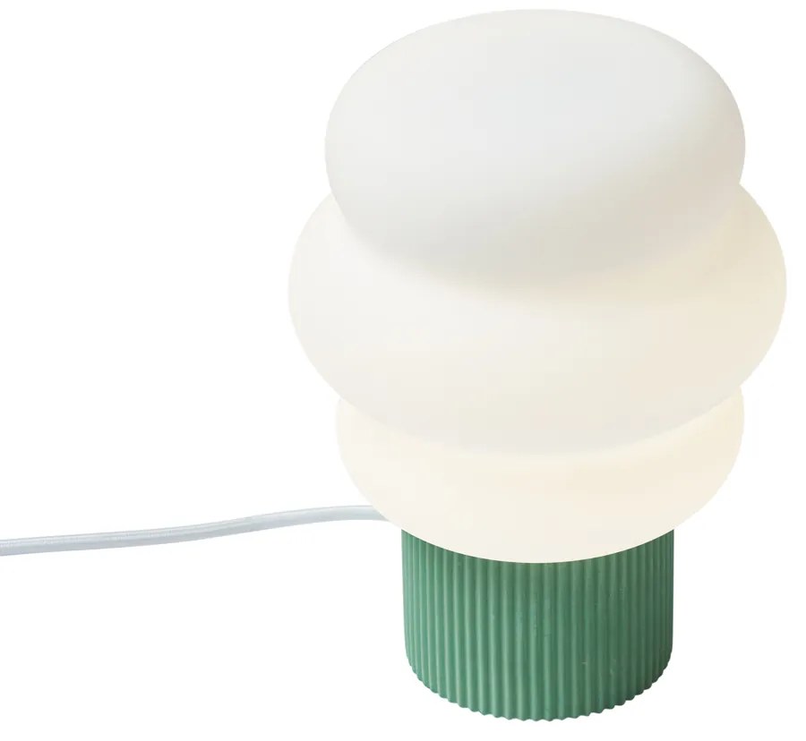 Candeeiro de Mesa Japandi Verde com Vidro Opalino 18cm - Miele Japandi