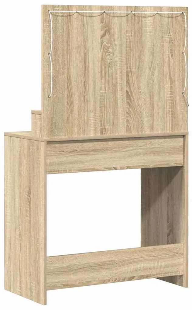 Mesa de Maquiagem vidaXL com Luzes LED Carvalho Sonoma 79x41x135 cm