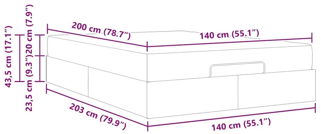 Estrutura de cama com colchão Outros Branco Puro 140 x 200 cm