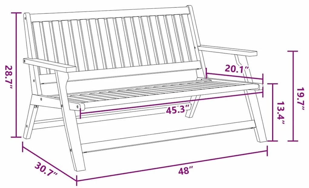 Conjunto com 3 Cadeiras e Mesa de Madeira Sólida de Acácia
