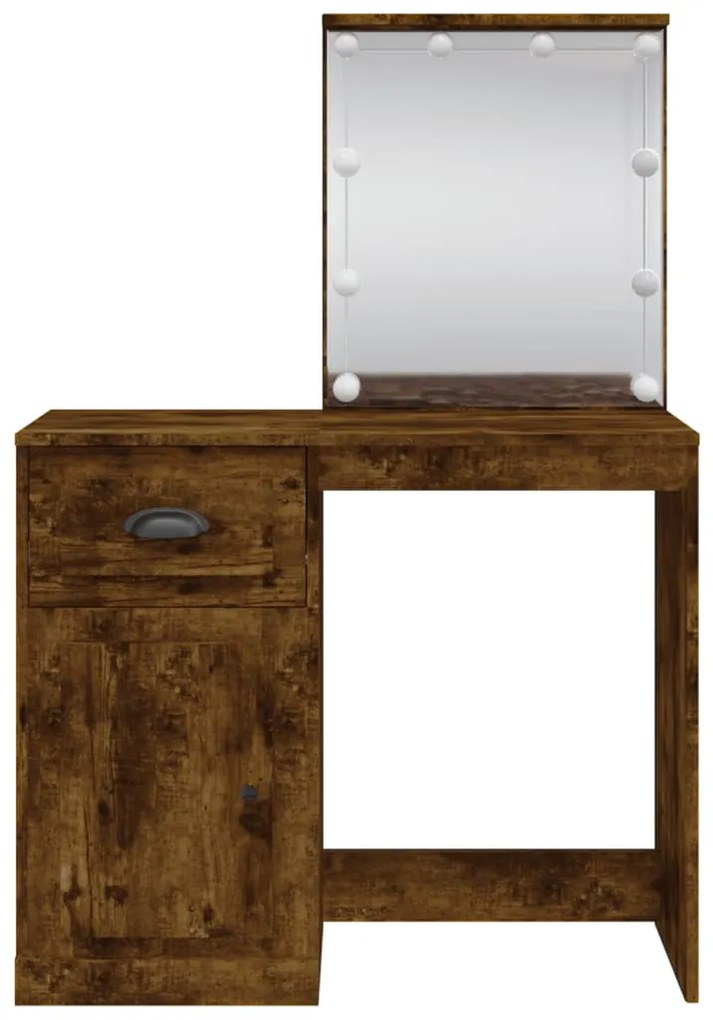 Toucador com luzes LED 90x42x132,5 cm carvalho fumado