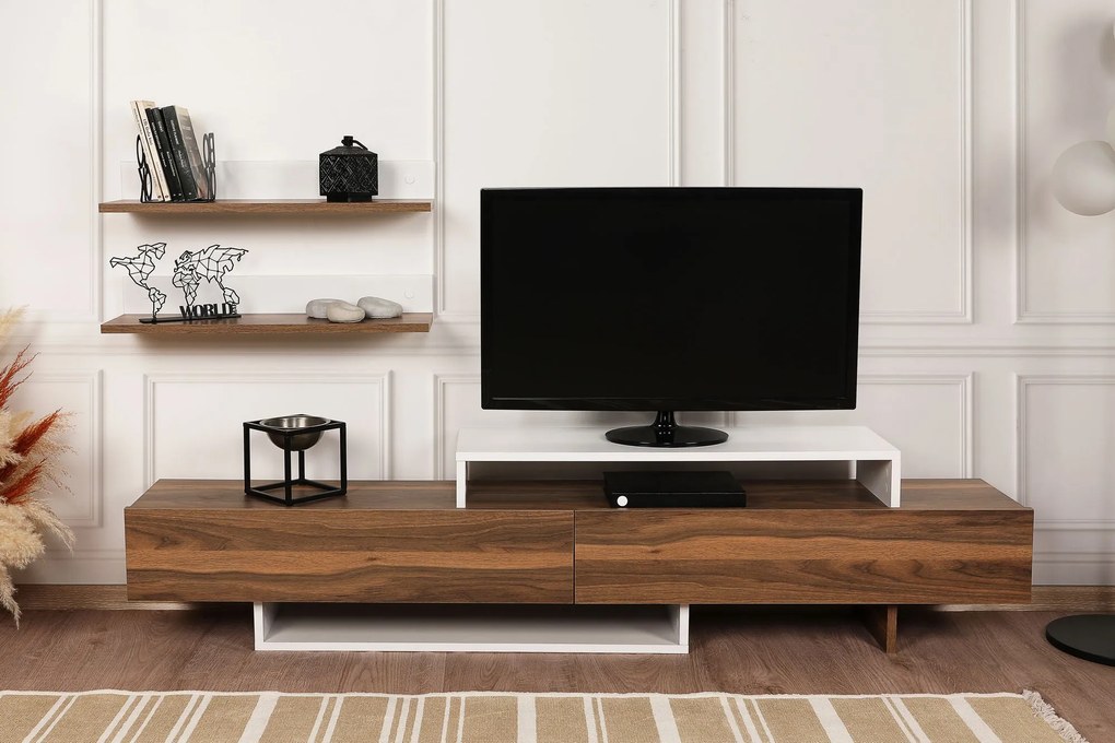 Unidade de TV Nirvana – Branco e Teca – 180x41,7x29,5 cm | Tribo Home