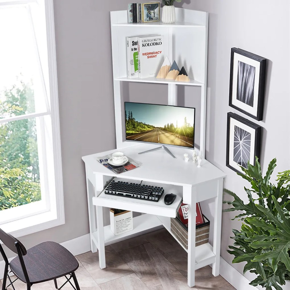 Secretária Canto para computador com estante lateral Canto de trabalho Espaço de trabalho Cubículo de escritório de escritório em casa 70 x 70 x