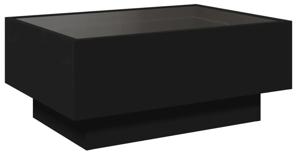 Mesa de centro c/ LEDs 70x50x30 cm derivados de madeira preto