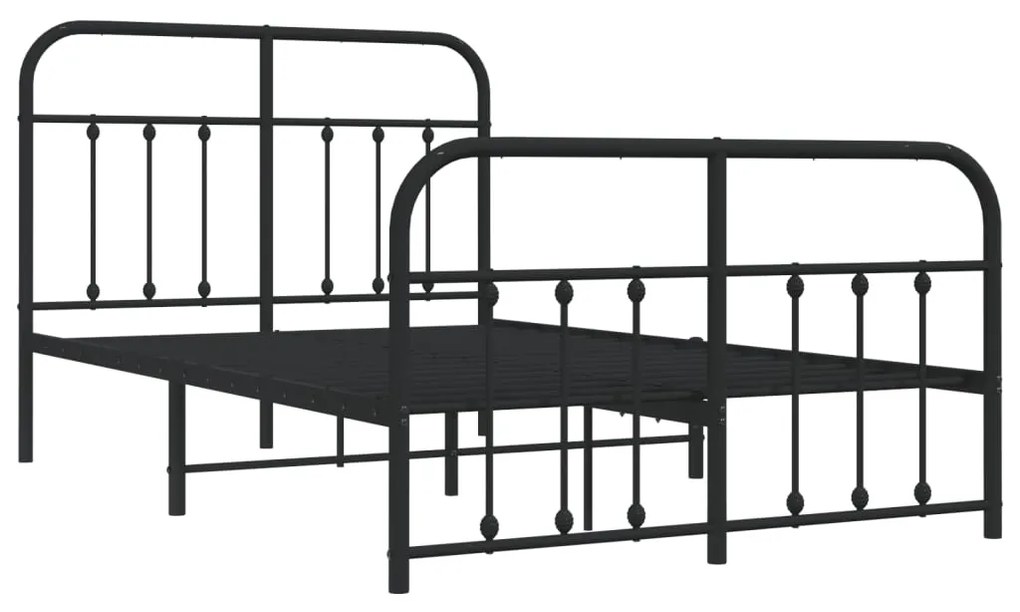 Estrutura de cama com cabeceira e pés 120x200 cm metal preto
