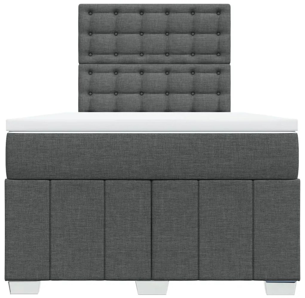 Cama boxspring com colchão 120x190 cm tecido cinzento-escuro