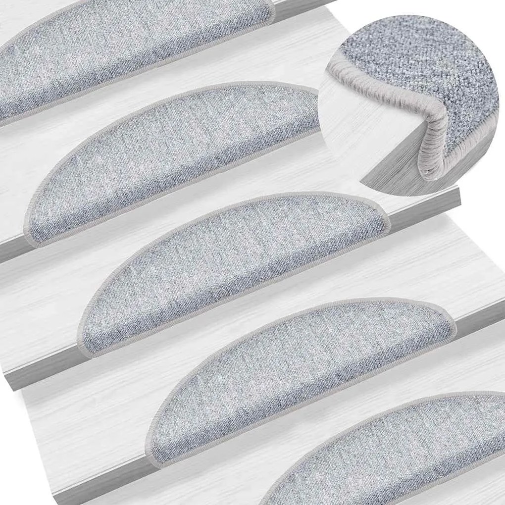 Tapetes de escada 30 pcs 56x17x3 cm cinzento-claro