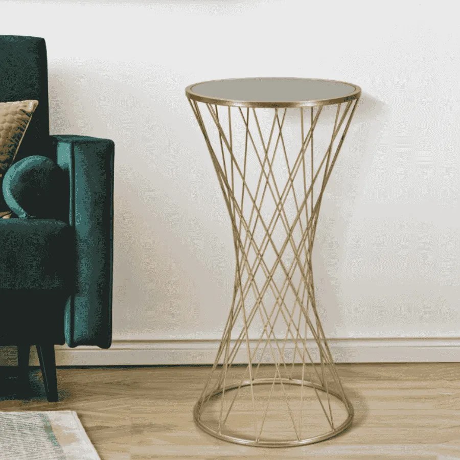 MESA DE APOIO DOURADA Ø 40X80 CM