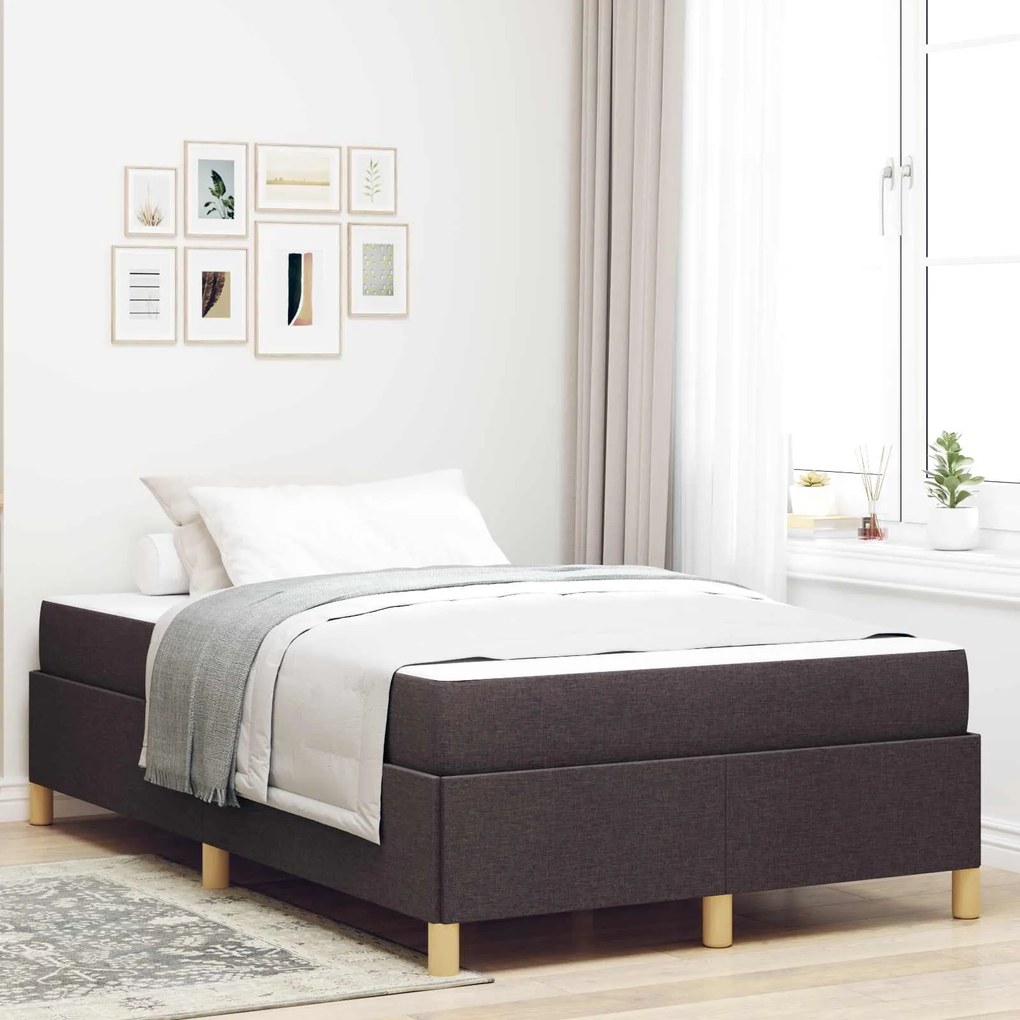 vidaXL Estrutura da Cama com colchão Marrom Escuro 120 x 200 cm tecido