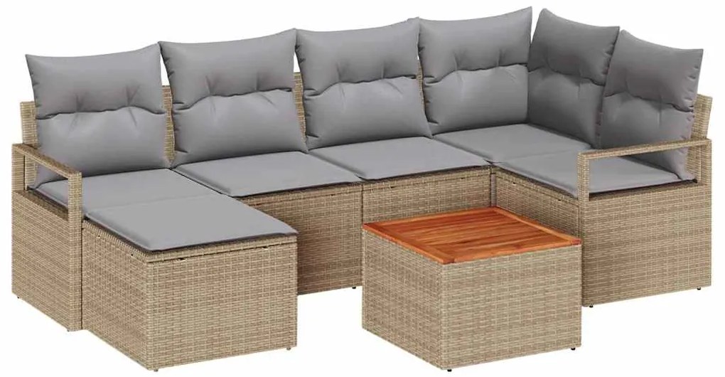 Conjunto de Sofá de Jardim 8 pcs Bege, cinza claro Grande