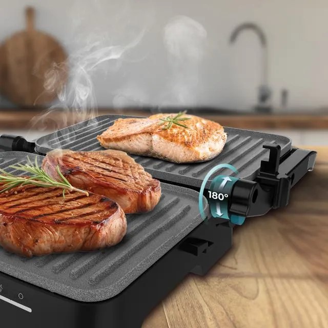 Grelhador elétrico com 1500W Rock'nGrill 1500 Full Open