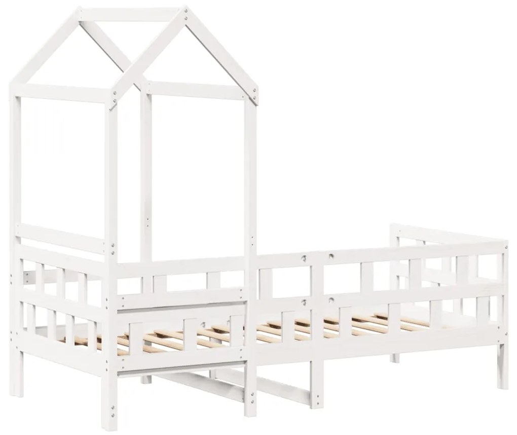 Sofá-cama com telhado 90x200 cm madeira de pinho maciça branco