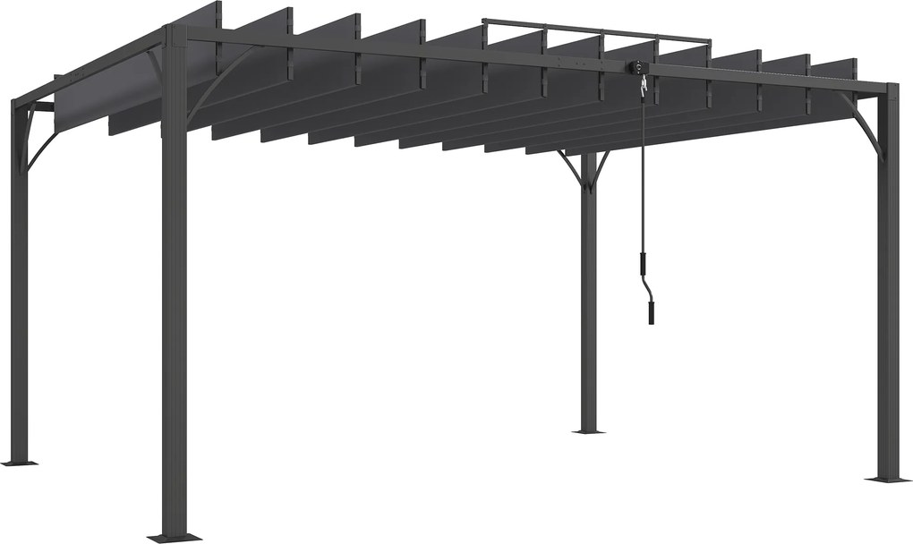 Outsunny Pérgola para Jardim Cinza UV50+ 390x295 cm com Lâminas Superiores Giratórias até 135° | Aosom Portugal