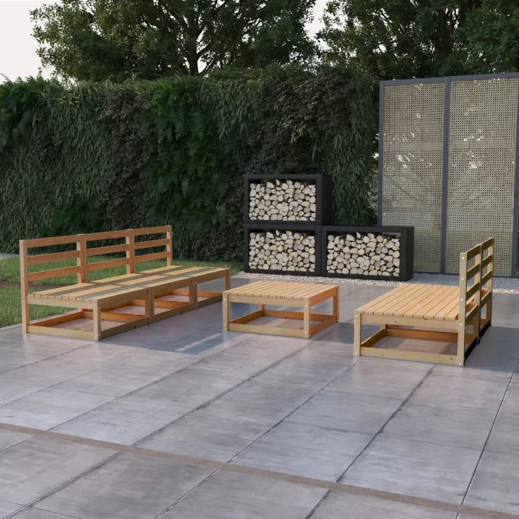 vidaXL 6 pcs conjunto lounge de jardim pinho maciço