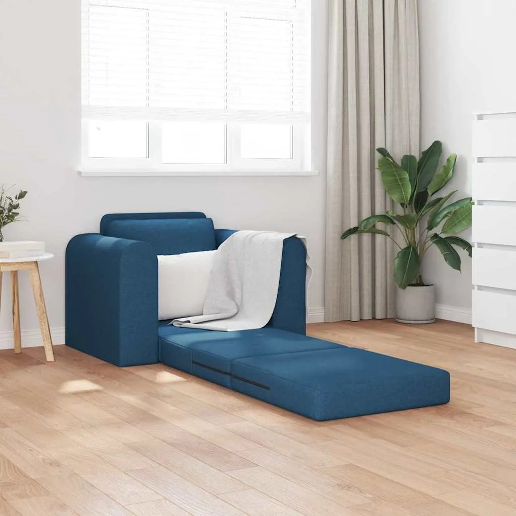 Sofa-Cama 2-em-1 Azul 98x71x83 cm Tecido