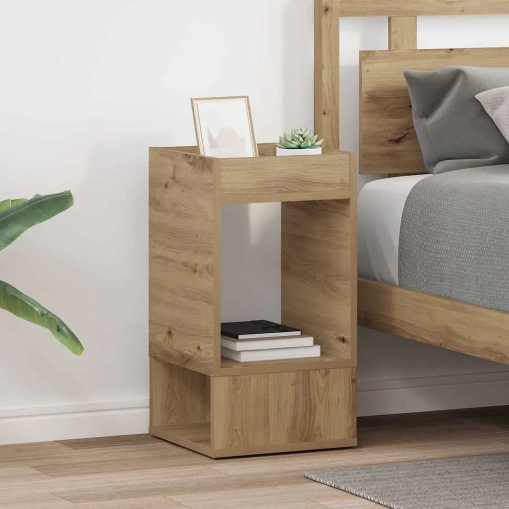 vidaXL Mesa de apoio 2 pcs Carvalho Artesanal 30 x 30 x 56 cm