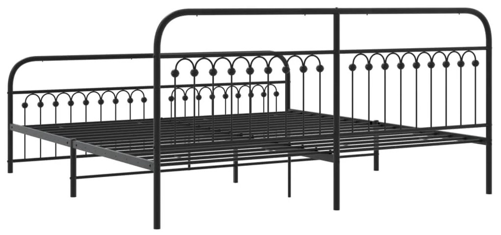 Estrutura de cama com cabeceira e pés 193x203 cm metal preto