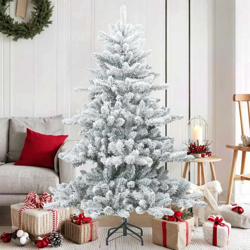 vidaXL Árvore de Natal Artificial Moderna Hasteada com Neve Flocada