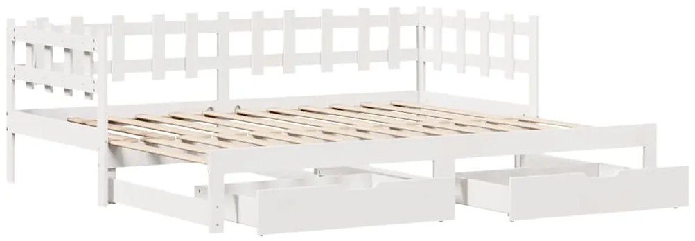 Sofá-cama com gavetão e gavetas sem colchão 90x190 cm branco