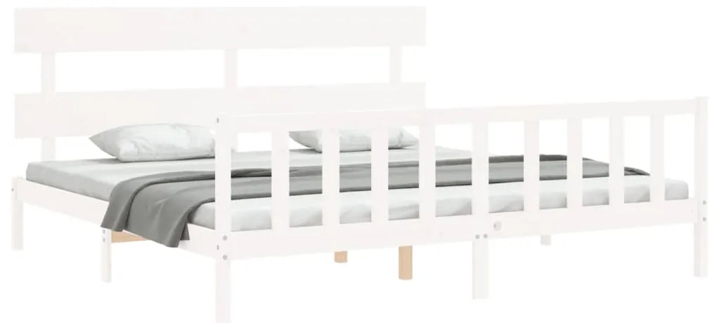 Estrutura cama Super King Size c/ cabeceira madeira branco