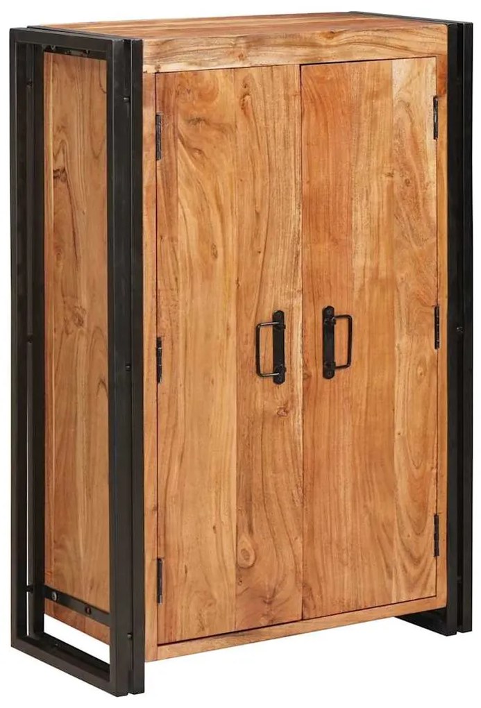 vidaXL Highboard com Portas Castanho Madeira de acácia maciça e metal