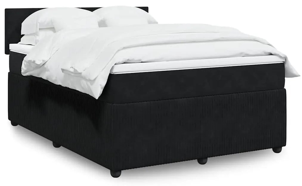 vidaXL Cama com molas/colchão 140x200 cm veludo preto