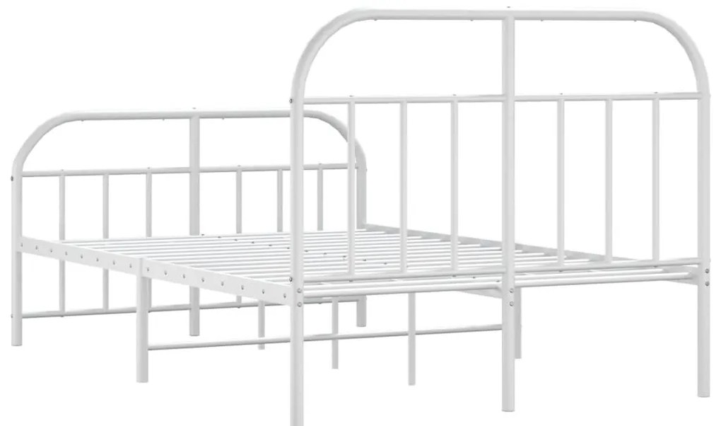 Estrutura de cama com cabeceira e pés 120x200 cm metal branco