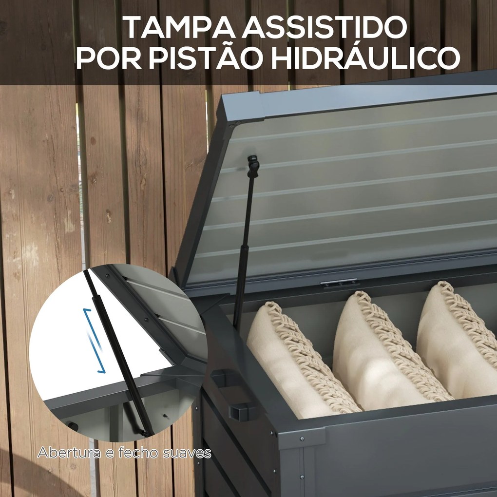 Outsunny Baú de Exterior 311 L Baú de Armazenamento de Aço Galvanizado