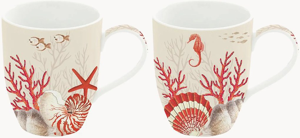 Canecas em porcelana Coral Reef, conjunto de 2