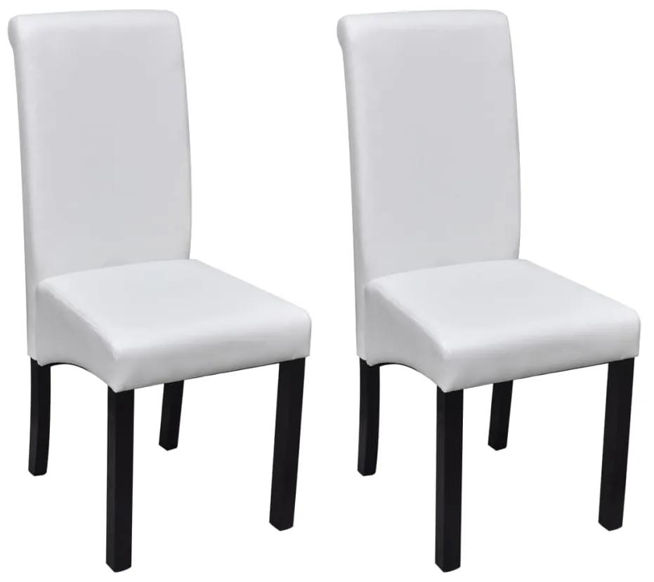 241728 vidaXL Cadeiras de jantar 2 pcs couro artificial branco