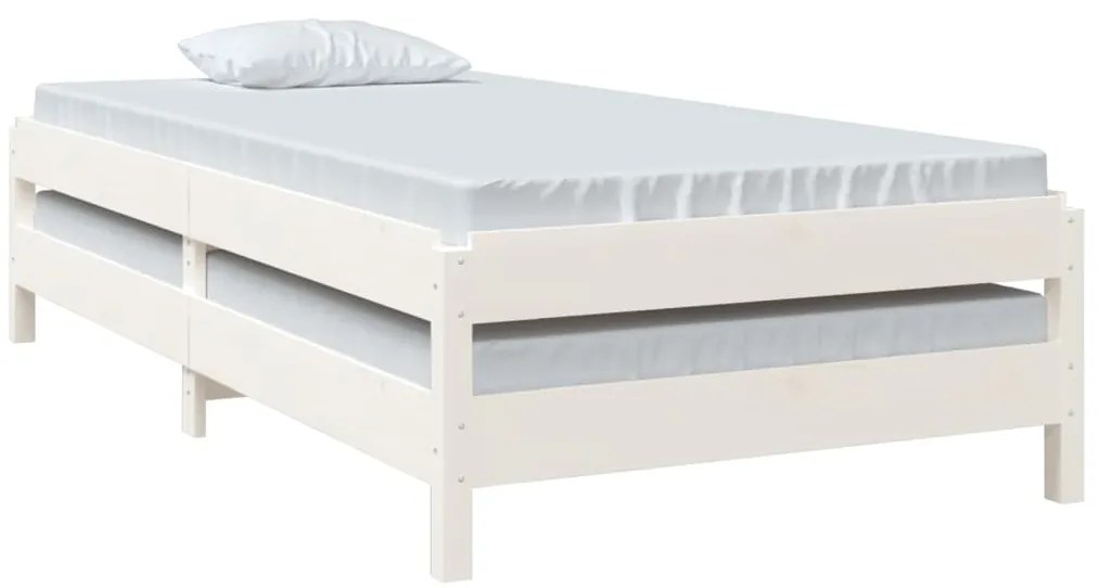 Cama empilhável 75x190 cm madeira de pinho maciça branco