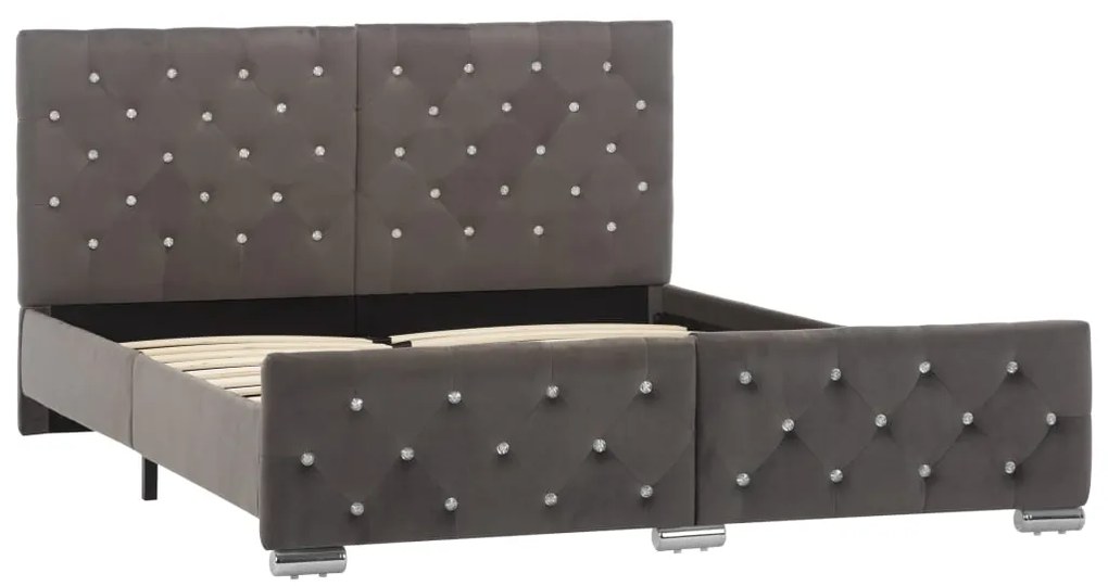 Estrutura de cama 140x200 cm veludo cinzento