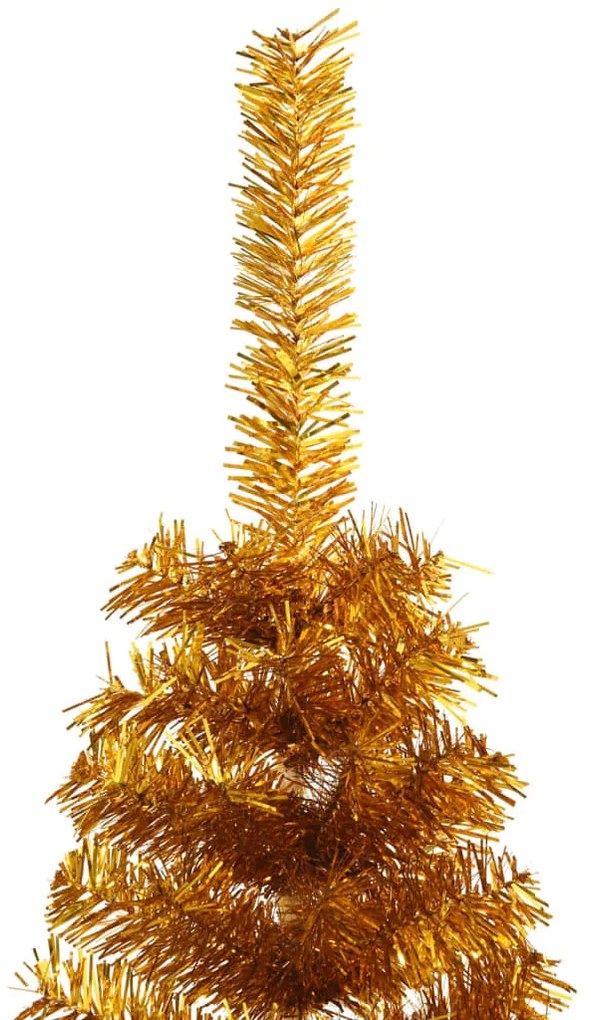 Meia árvore de Natal artificial com suporte 120 cm PET dourado