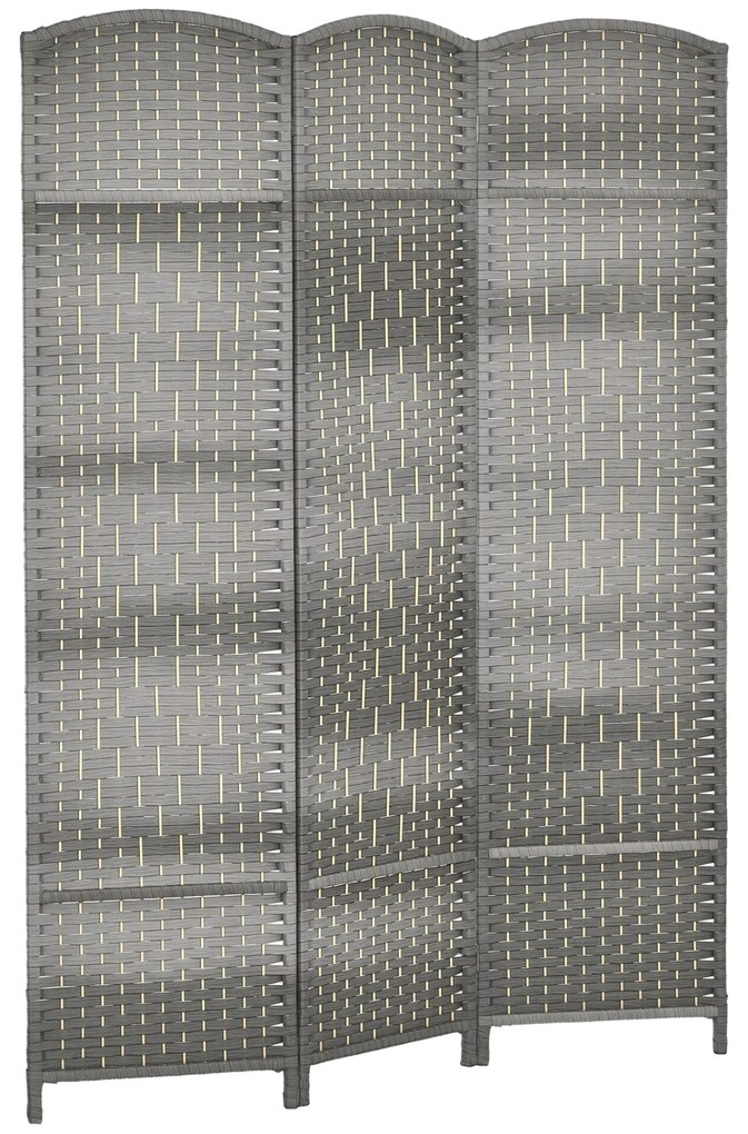 HOMCOM Biombo Dobrável de 3 Painéis Divisor de Ambientes 135x180 cm Ecrã de Privacidade de Polipropileno para Escritório Quarto Cinza Misto