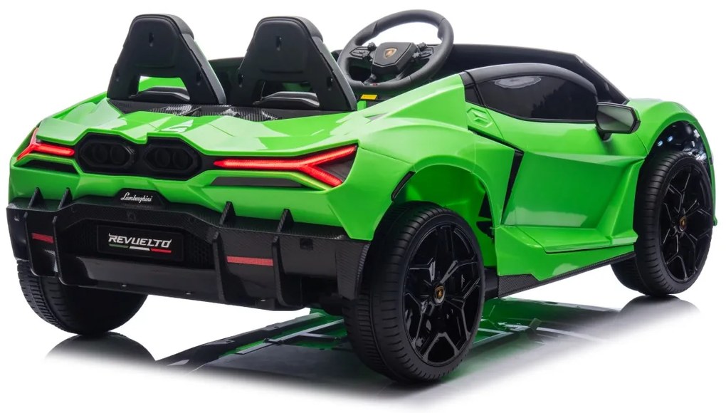 Carro elétrico para Crianças 2 Lugares Lamborghini Revuelto XL STRONG 24V, Rodas AR bombeado, Assento Couro ecológico Verde