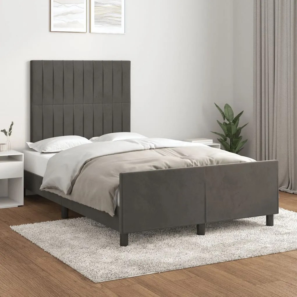 Estrutura de cama sem colchão 120x190 cm Veludo cinza escuro