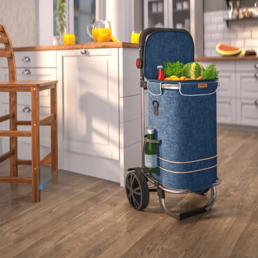 Carrinho de compras alumínio 56L 31x24x54cm azul