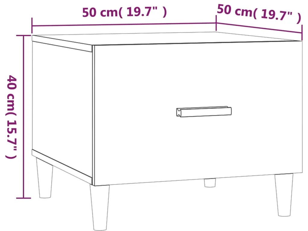 Mesas de centro 2 pcs 50x50x40 cm madeira processada branco