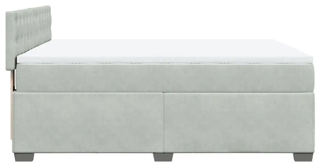 Cama com molas/colchão 140x200 cm veludo cinzento-claro