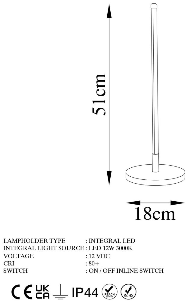 Candeeiro de Mesa Only – Ouro – 18 cm x 51 cm