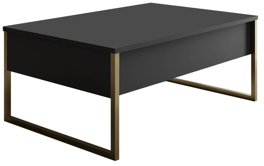 Mesa de Centro "Madrid" – Antracite e Dourado - 90x60x40 cm – Design M