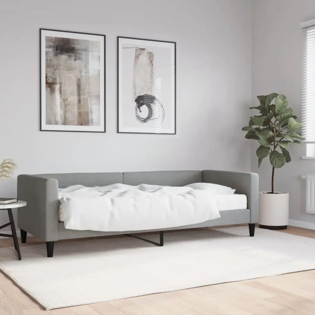 vidaXL Sofá-cama com colchão 80x200 cm tecido cinzento-claro