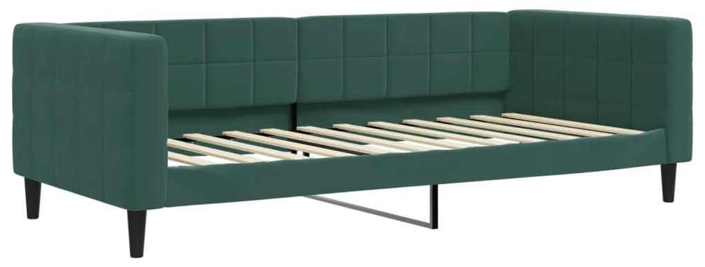 Sofá-cama com colchão 90x200 cm veludo verde-escuro