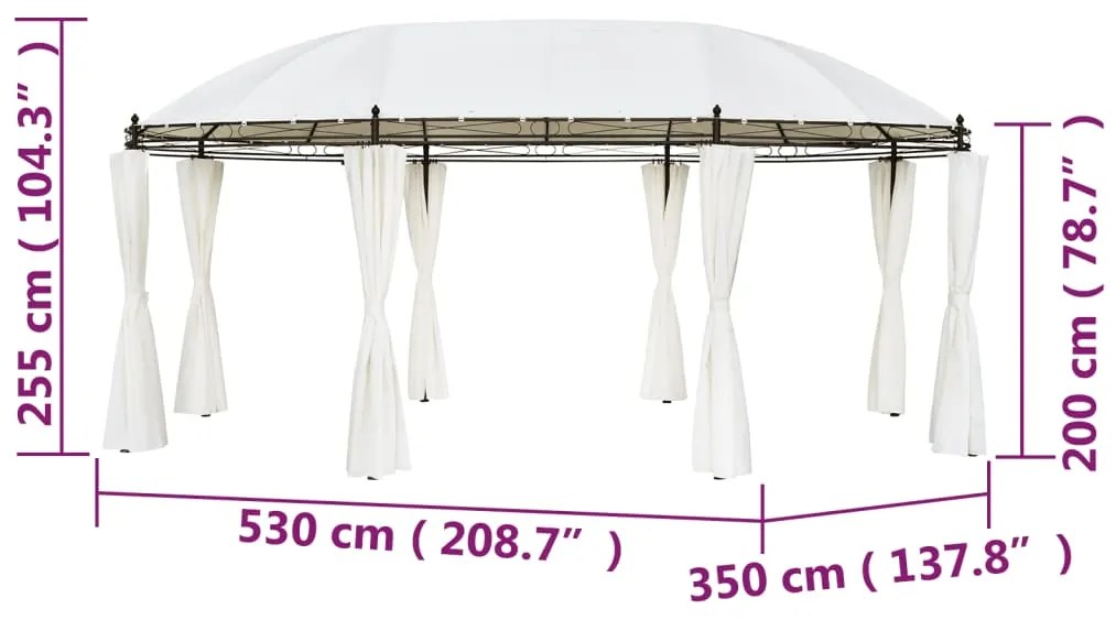 Pérgola 5x4m Oval com Estrutura em Aço e 8 Paredes Removíveis - Design