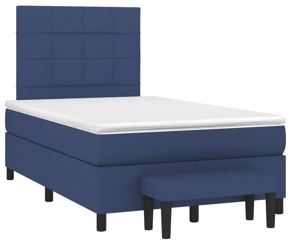 Cama com molas/colchão 120x200 cm tecido azul