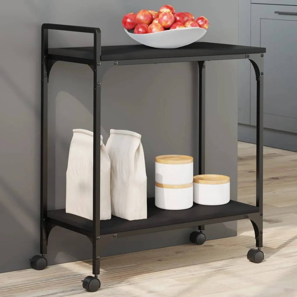 vidaXL Carrinho de cozinha 60,5x31x72,5 cm derivados de madeira preto