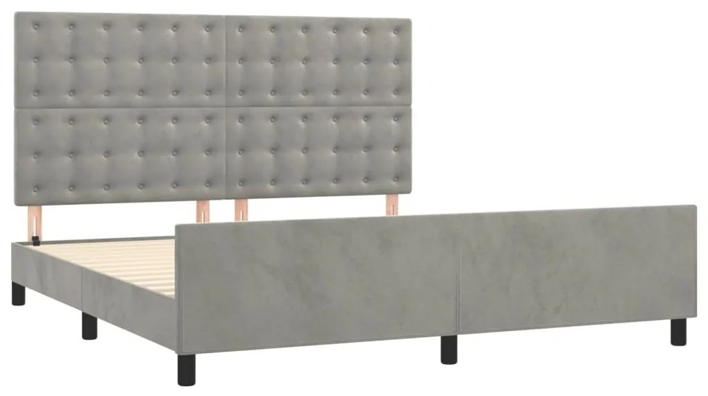 Estrutura de cama c/ cabeceira 180x200 cm veludo cinzento-claro